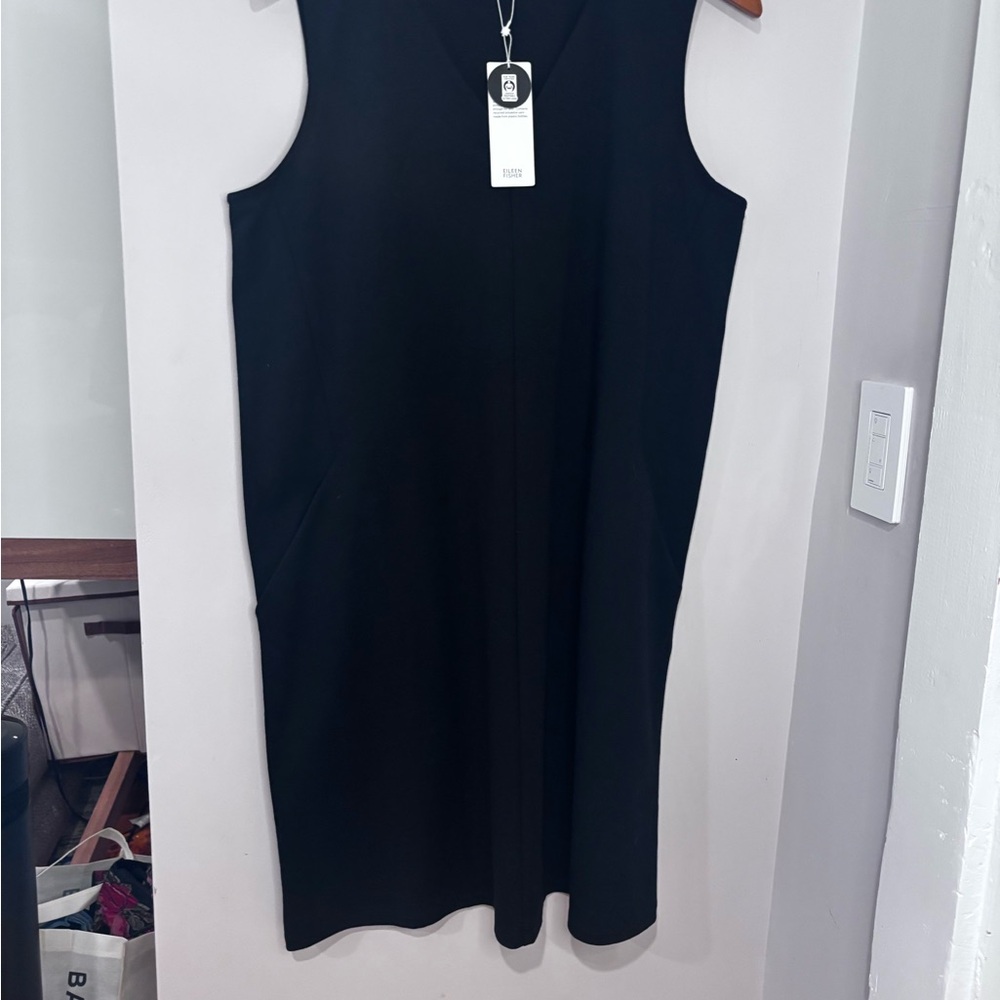 Eileen Fisher Black Sleeveless Shift Dress